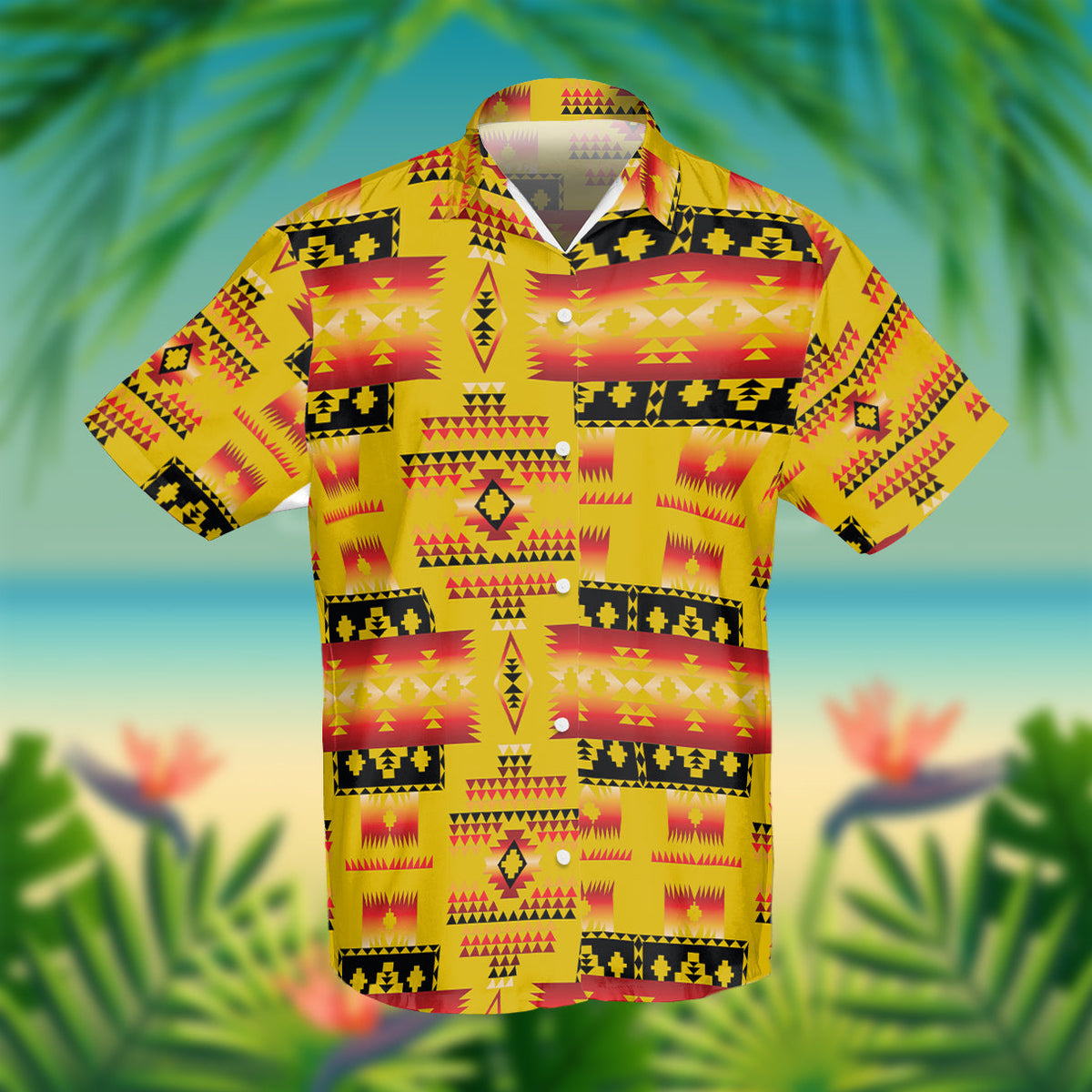 Yellow Tribes Pattern Native American Hawaiian Shirt 3D LT10 - Wonder Print Shop
