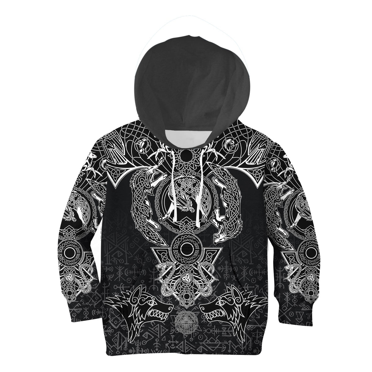 Viking Hoodie Kid Fenrir and Skoll and Hati RLT12 - Wonder Print Shop