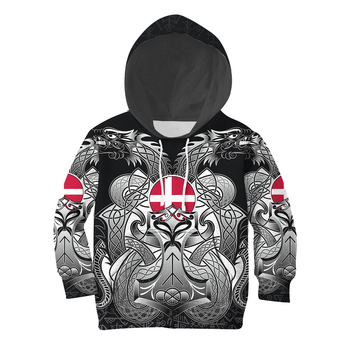 Viking Hoodie Kid Denmark Mjolnir and Double Dragon RLT12 - Wonder Print Shop