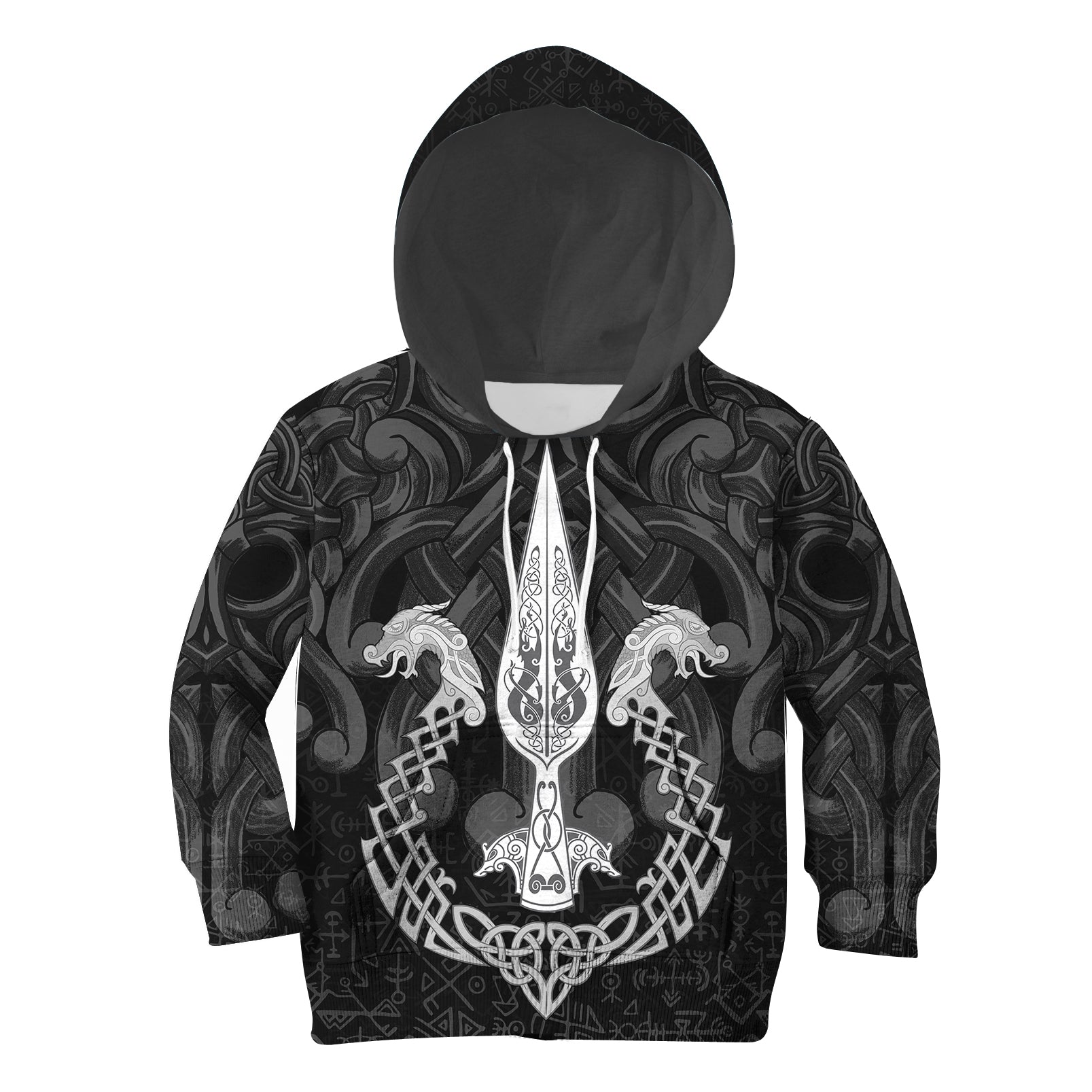 Viking Hoodie Kid Gungnir Of Odin and Drakkar RLT12 - Wonder Print Shop