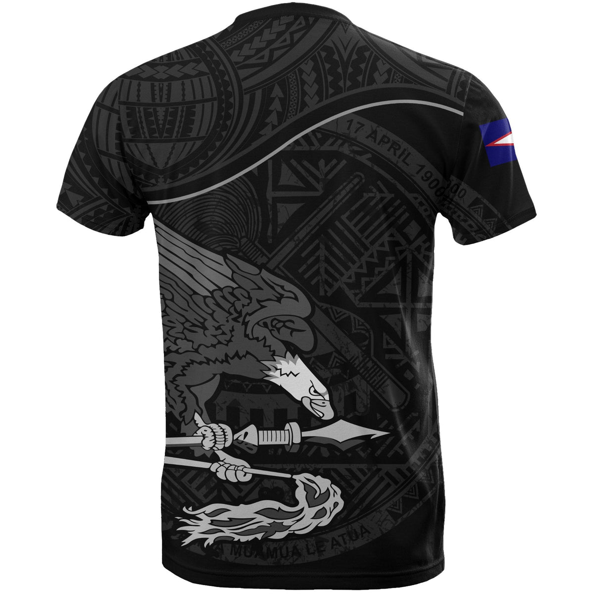 American Samoa T Shirts American Samoa Flag Seal BLack - Wonder Print Shop