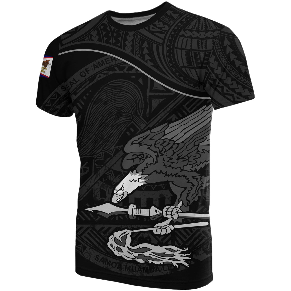 American Samoa T Shirts American Samoa Flag Seal BLack - Wonder Print Shop