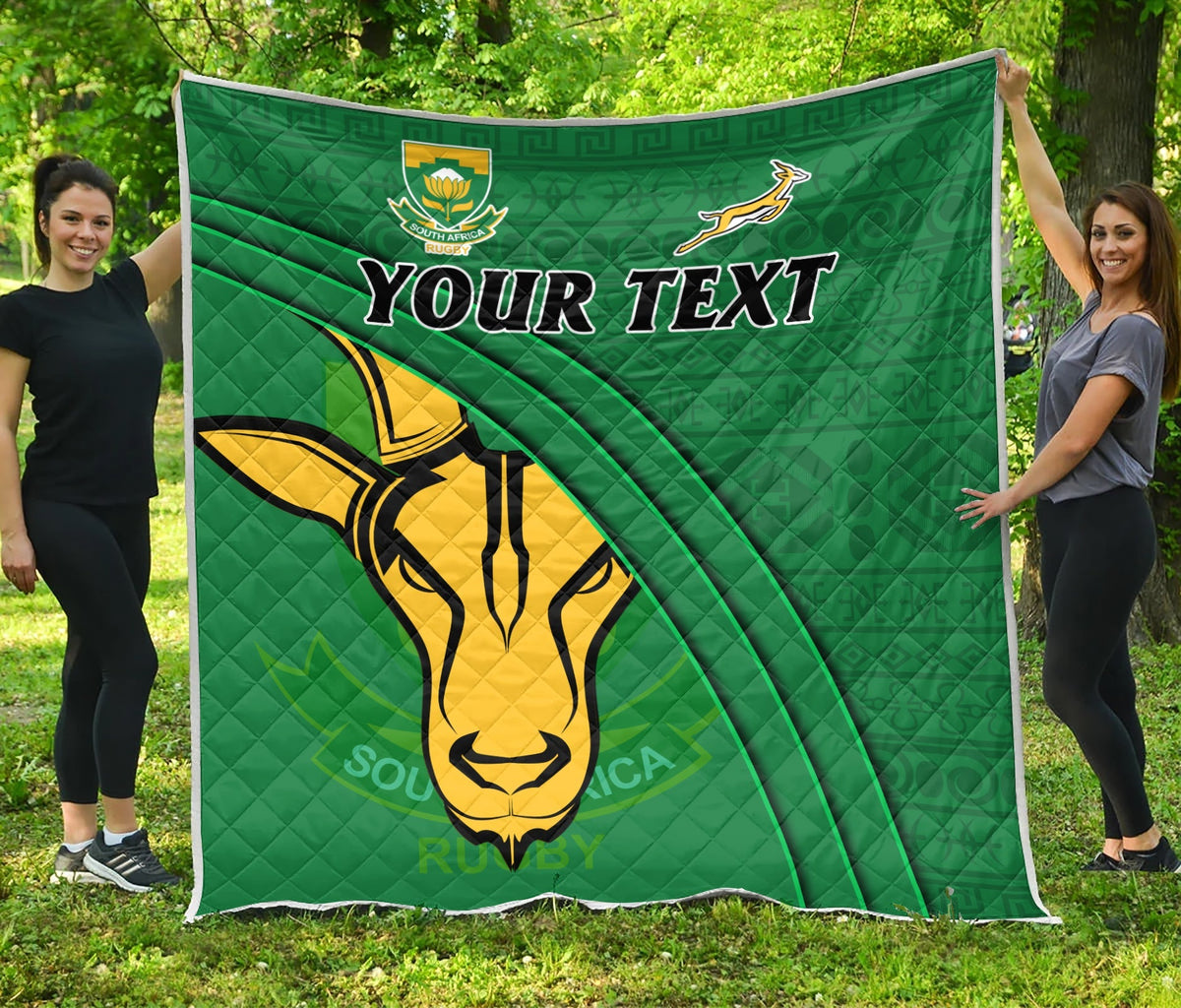(Custom Personalised) South Africa Rugby Premium Quilt Bokke Springbok With African Pattern Stronger Together - Wonder Print Shop
