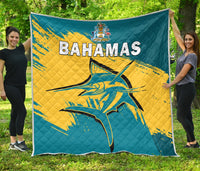Bahamas Premium Quilt Blue Marlin With Bahamian Coat Of Arms - Wonder Print Shop