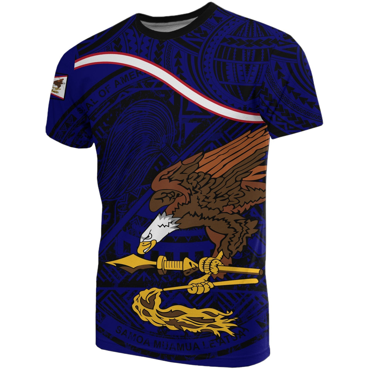 American Samoa T Shirts American Samoa Flag Seal Dark BLue - Wonder Print Shop