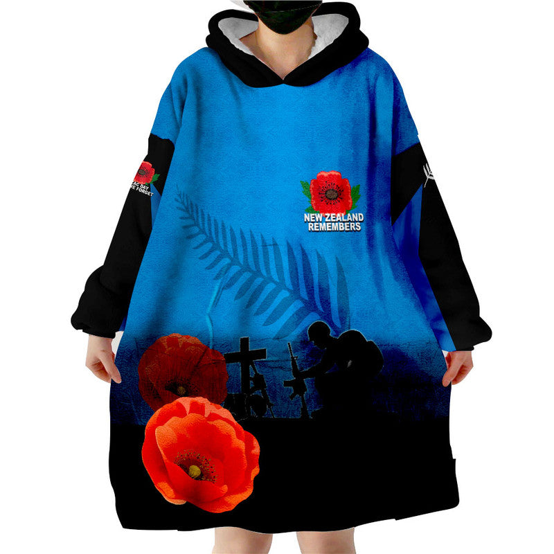 Anzac Day- New Zealand Remembers Wearable Blanket Hoodie LT6 - Wonder Print Shop