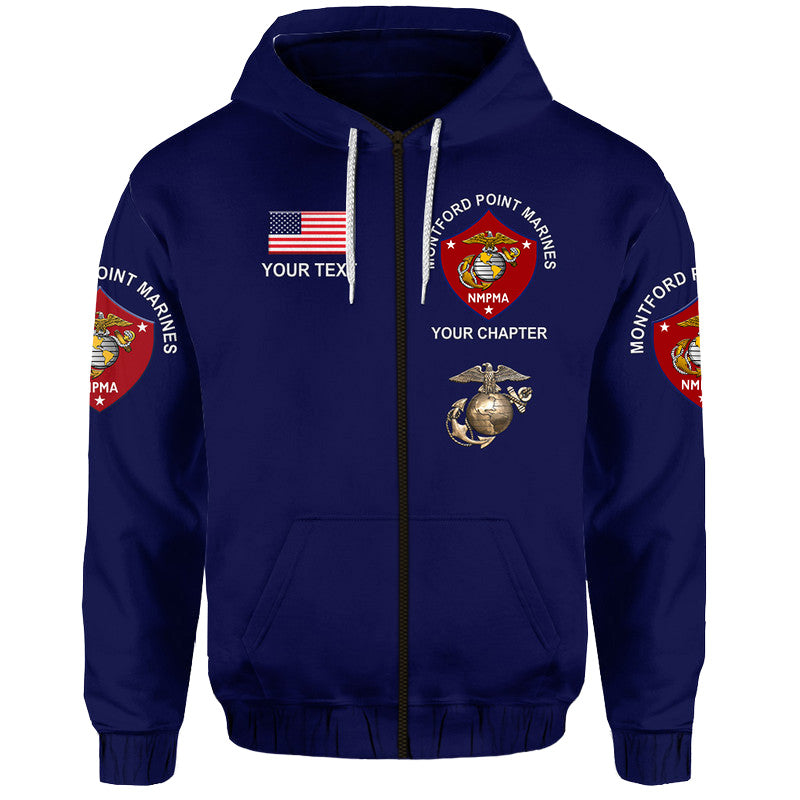 Custom Montford Point Marines Hoodie African American Marine Corps Simple Navy Blue LT8 - Wonder Print Shop