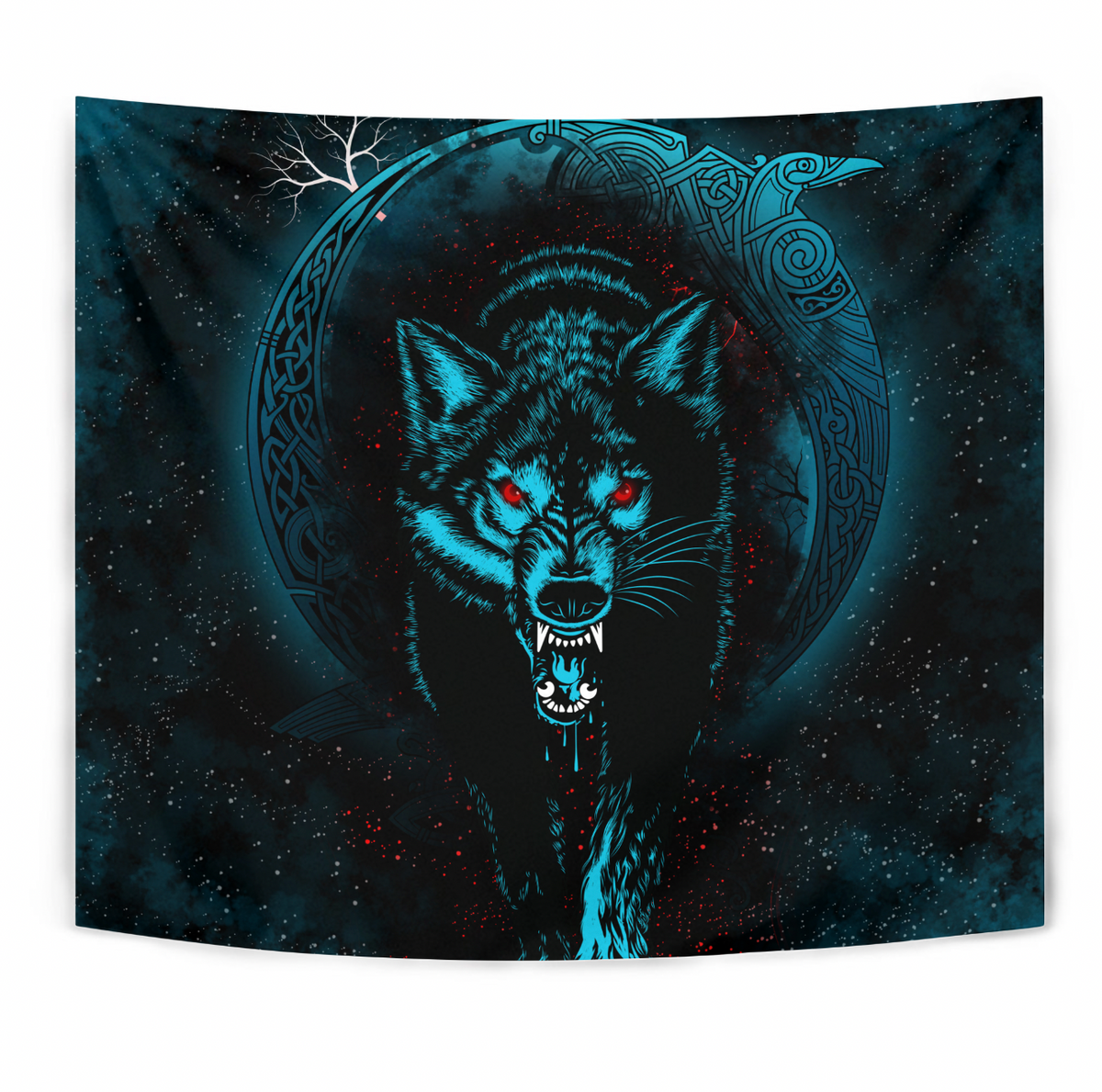 Viking Tapestry - Moon Wolf Tattoo RLT12 - Wonder Print Shop