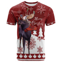 Canada Moose With Winter Birds Christmas T Shirt - Wonder Print Shop