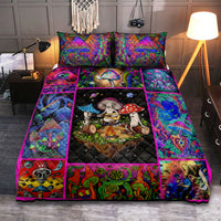 Hippie Mushroom Family Together Amazing Quilt Bed Set - Wonder Print Shop