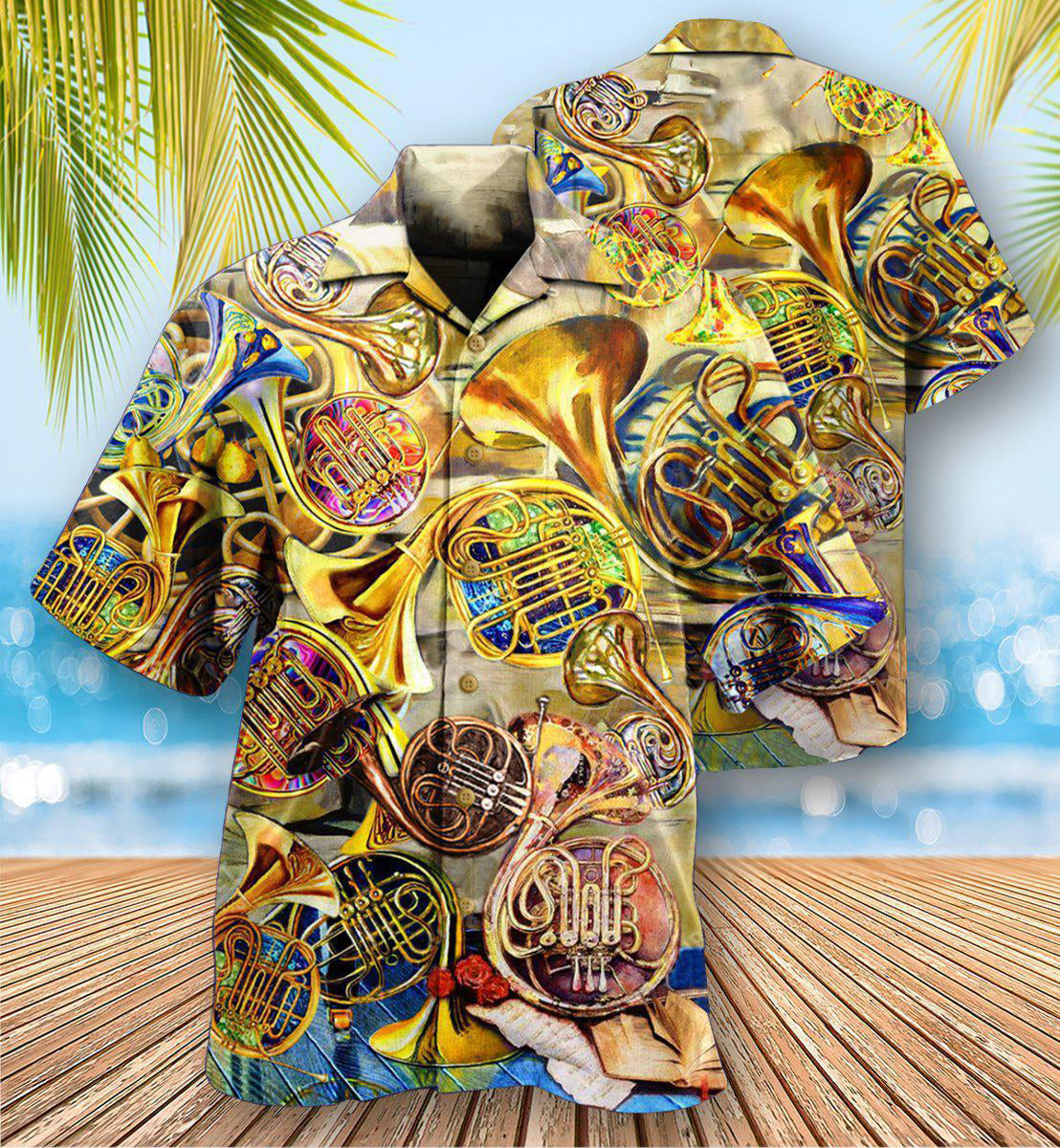 French Horn Music Is Life Itself Hawaiian Shirt - Wonder Print Shop