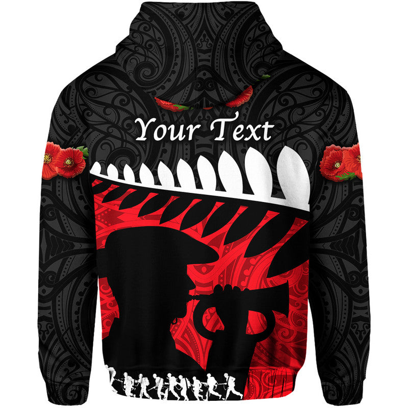 Custom New Zealand Maori ANZAC Hoodie Remembrance Soldier Black LT8 - Wonder Print Shop