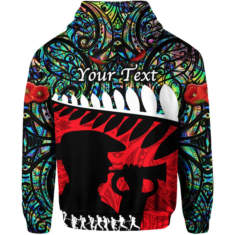 Custom New Zealand Maori ANZAC Hoodie Remembrance Soldier Paua Shell LT8 - Wonder Print Shop