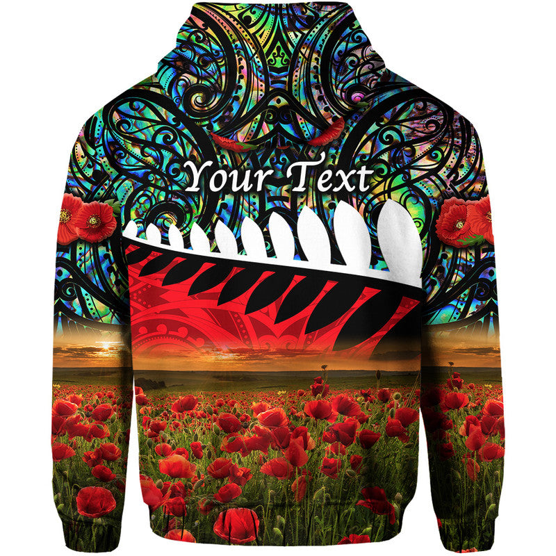 Custom New Zealand Maori ANZAC Hoodie Poppy Vibes Paua Shell LT8 - Wonder Print Shop