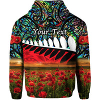 Custom New Zealand Maori ANZAC Hoodie Poppy Vibes Paua Shell LT8 - Wonder Print Shop