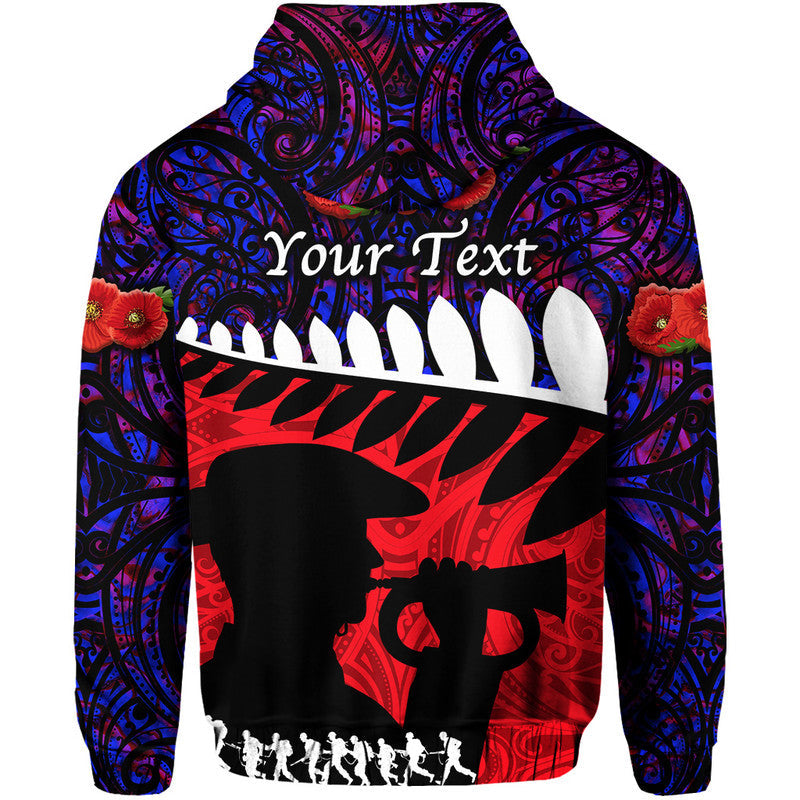 Custom New Zealand Maori ANZAC Hoodie Remembrance Soldier Purple LT8 - Wonder Print Shop