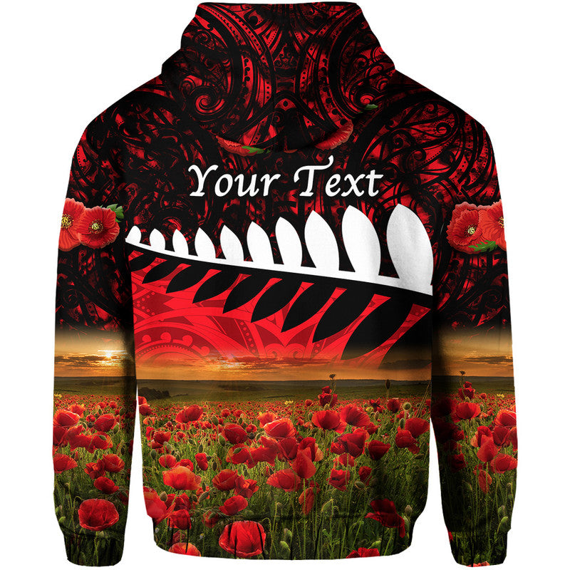 Custom New Zealand Maori ANZAC Hoodie Poppy Vibes Red LT8 - Wonder Print Shop