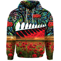 Custom New Zealand Maori ANZAC Hoodie Poppy Vibes Paua Shell LT8 - Wonder Print Shop