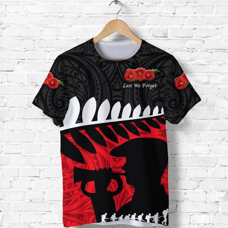 New Zealand Maori ANZAC T Shirt Remembrance Soldier Black LT8 - Wonder Print Shop