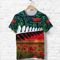 New Zealand Maori ANZAC T Shirt Poppy Vibes Turquoise LT8 - Wonder Print Shop