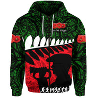 New Zealand Maori ANZAC Hoodie Remembrance Soldier Green LT8 - Wonder Print Shop