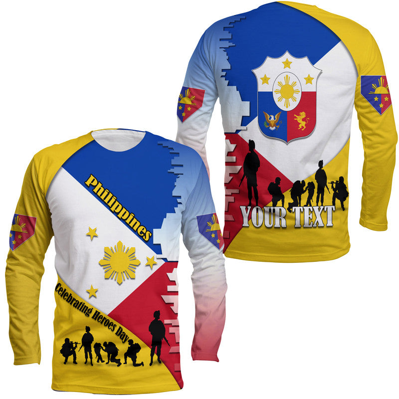 Custom Personalised Philippines Long Sleeve Shirt Celebrating Heroes Day - Wonder Print Shop