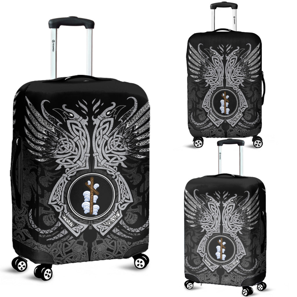 Viking Luggage Cover - Naudiz Rune, Raven Tattoo RLT12 - Wonder Print Shop
