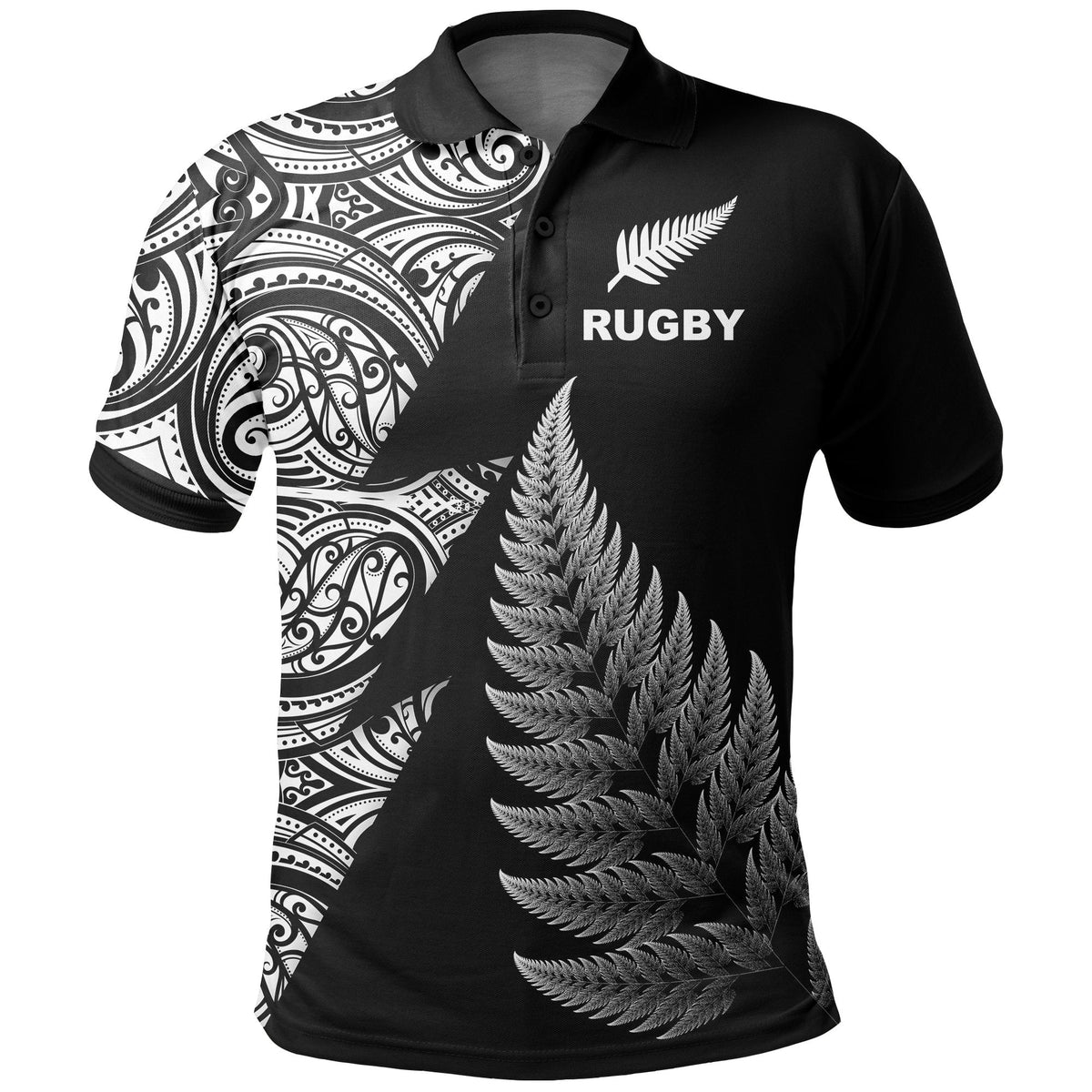 New Zealand Rugby Polo Shirt Aotearoa Maori Style - Wonder Print Shop