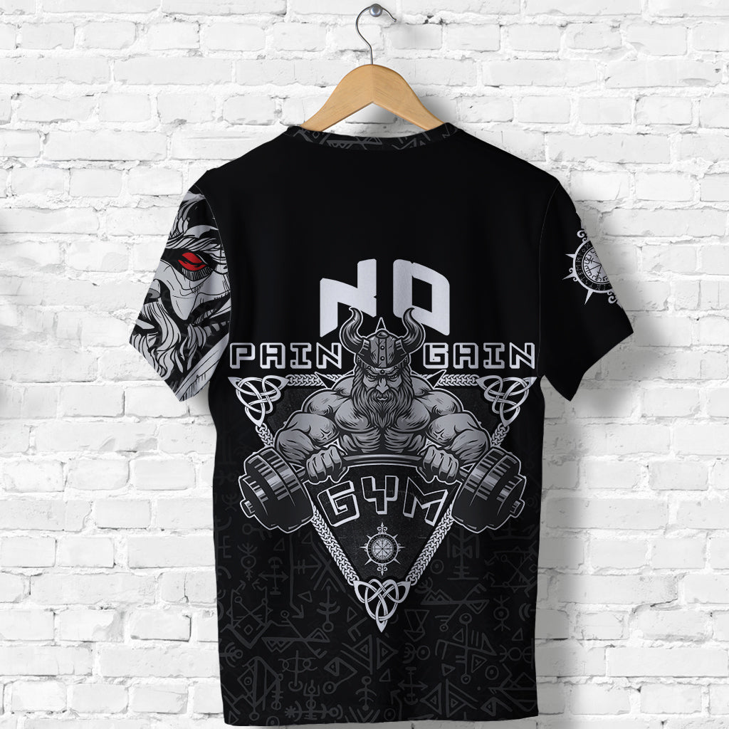 Viking T Shirt Viking Gym Vegvisir Style "No Pain No Gain" RLT12 - Wonder Print Shop
