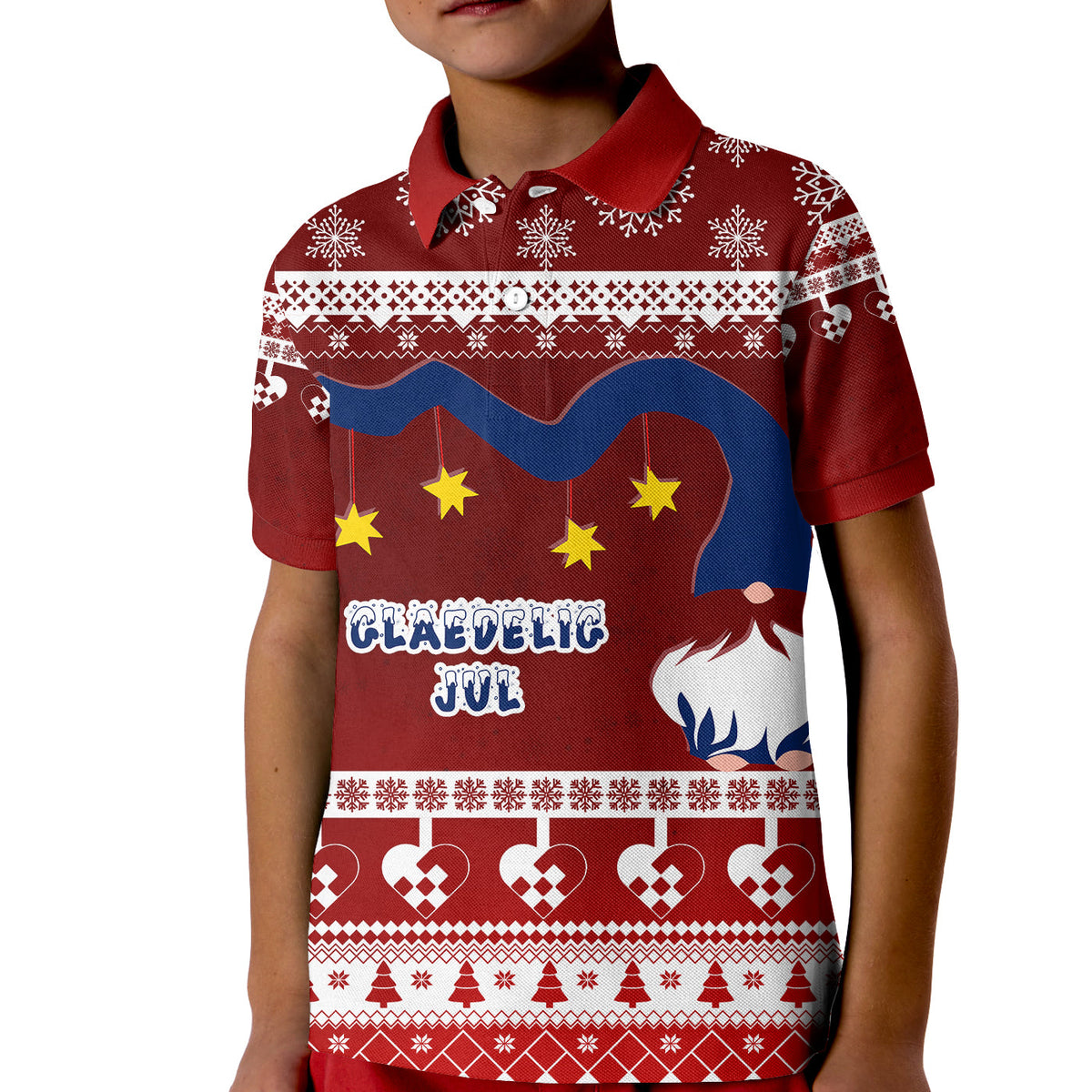 Norwegian Julekurver Pattern Nisse Polo Shirt Christmas for Kid - Wonder Print Shop