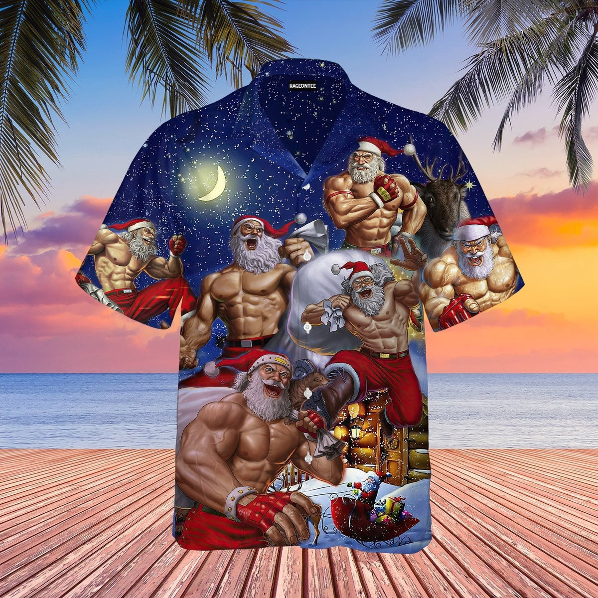 No Lift No Gift Christmas Workout Santa Hawaiian Shirt - Wonder Print Shop