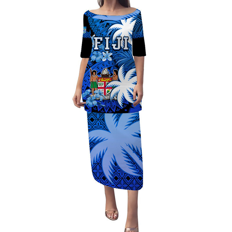 fiji-coat-of-arms-puletasi-dress-masi-tapa-mixed-palm-tree-no2-blue-version
