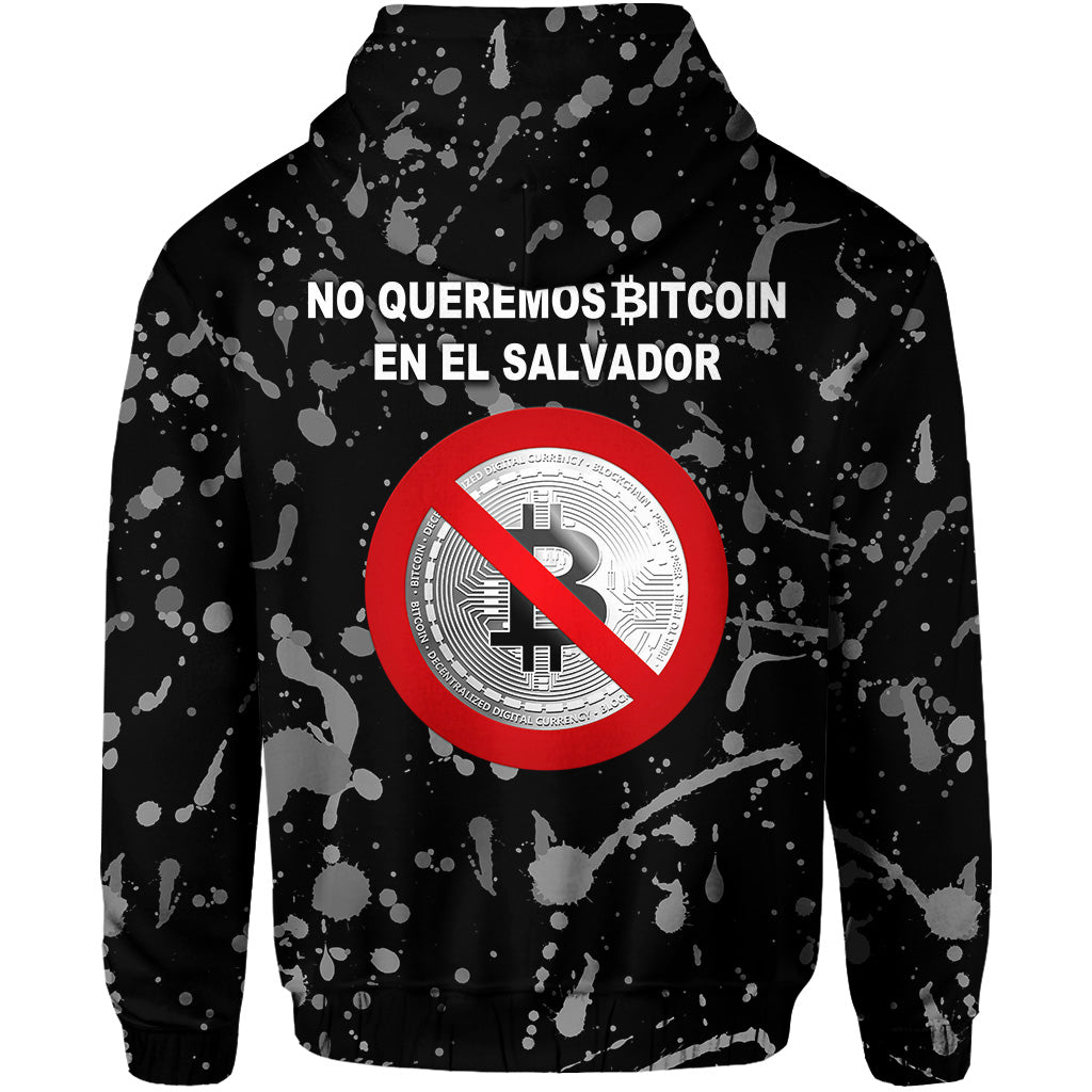 El Salvador Hoodie No Al Bitcoin Art Style Black LT8 - Wonder Print Shop