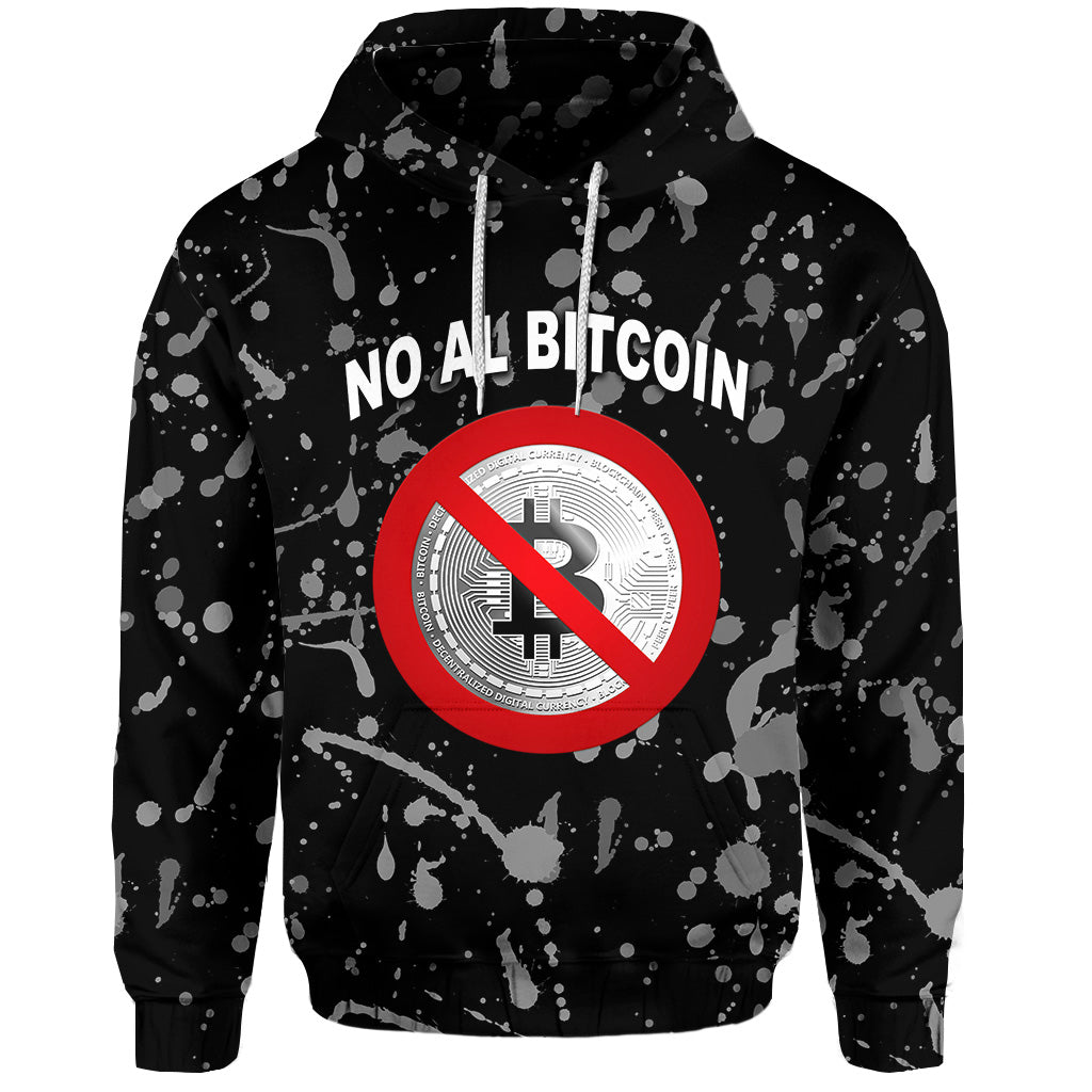 El Salvador Hoodie No Al Bitcoin Art Style Black LT8 - Wonder Print Shop