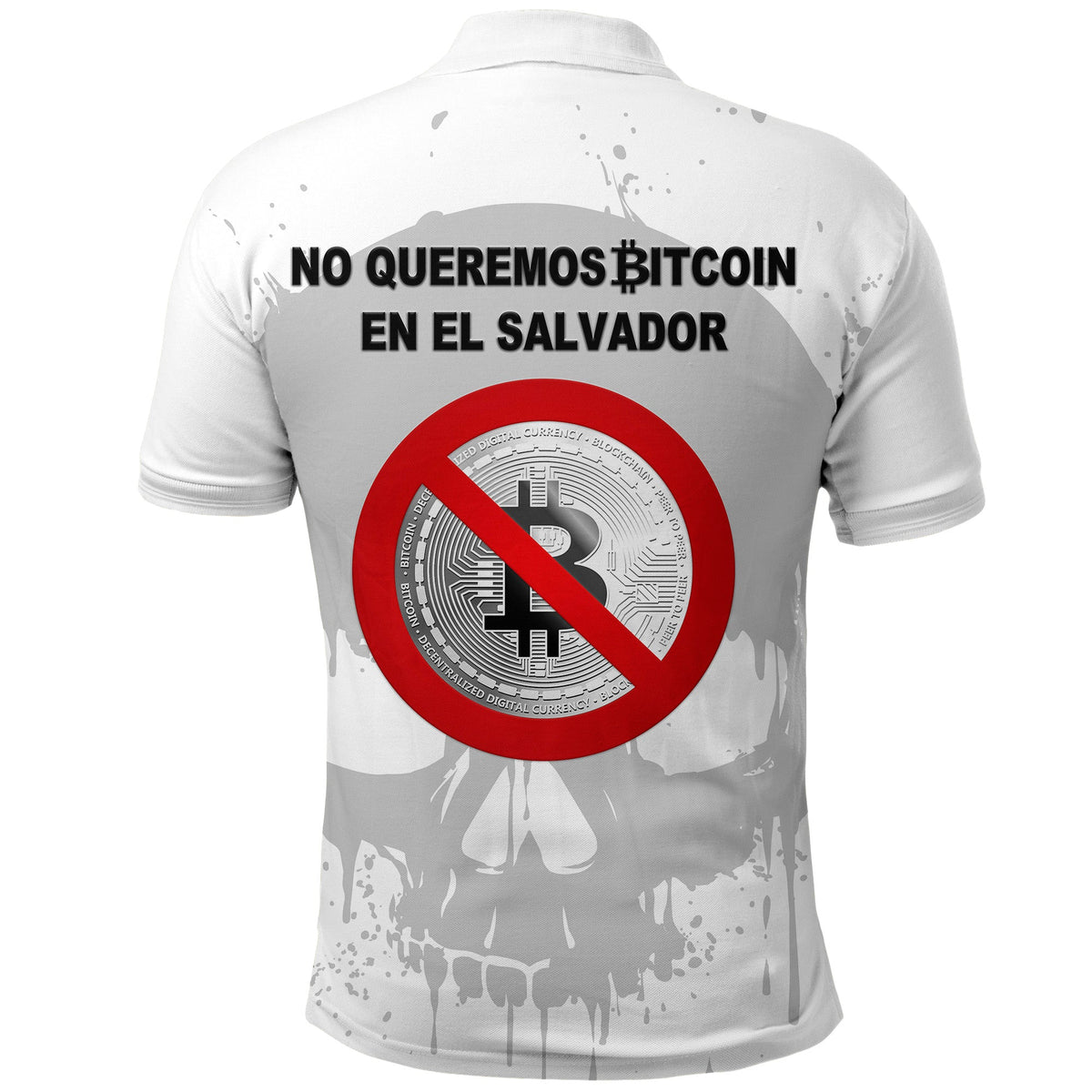 El Salvador Polo Shirt No Al Bitcoin Skull Style White LT8 - Wonder Print Shop