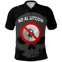 El Salvador Polo Shirt No Al Bitcoin Skull Style Black LT8 - Wonder Print Shop