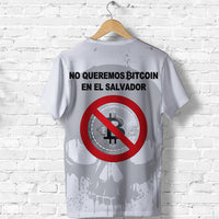 El Salvador T Shirt No Al Bitcoin Skull Style White LT8 - Wonder Print Shop