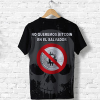 El Salvador T Shirt No Al Bitcoin Skull Style Black LT8 - Wonder Print Shop