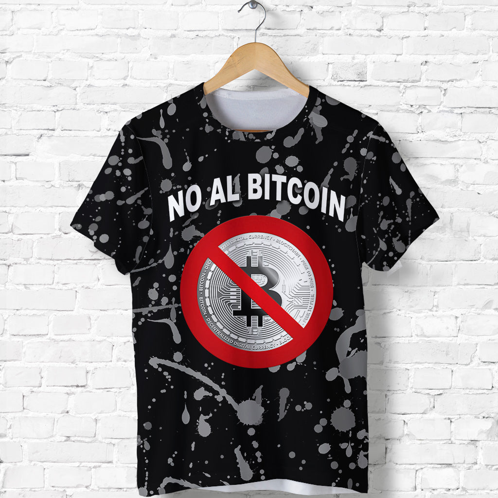 El Salvador T Shirt No Al Bitcoin Art Style Black LT8 - Wonder Print Shop