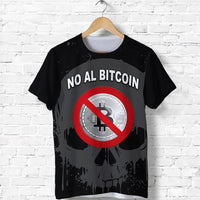 El Salvador T Shirt No Al Bitcoin Skull Style Black LT8 - Wonder Print Shop