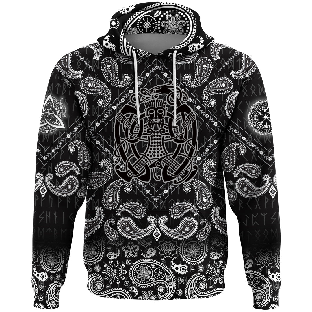Viking Hoodie Norse God Loki with Bandana Paisley Style RLT12 - Wonder Print Shop