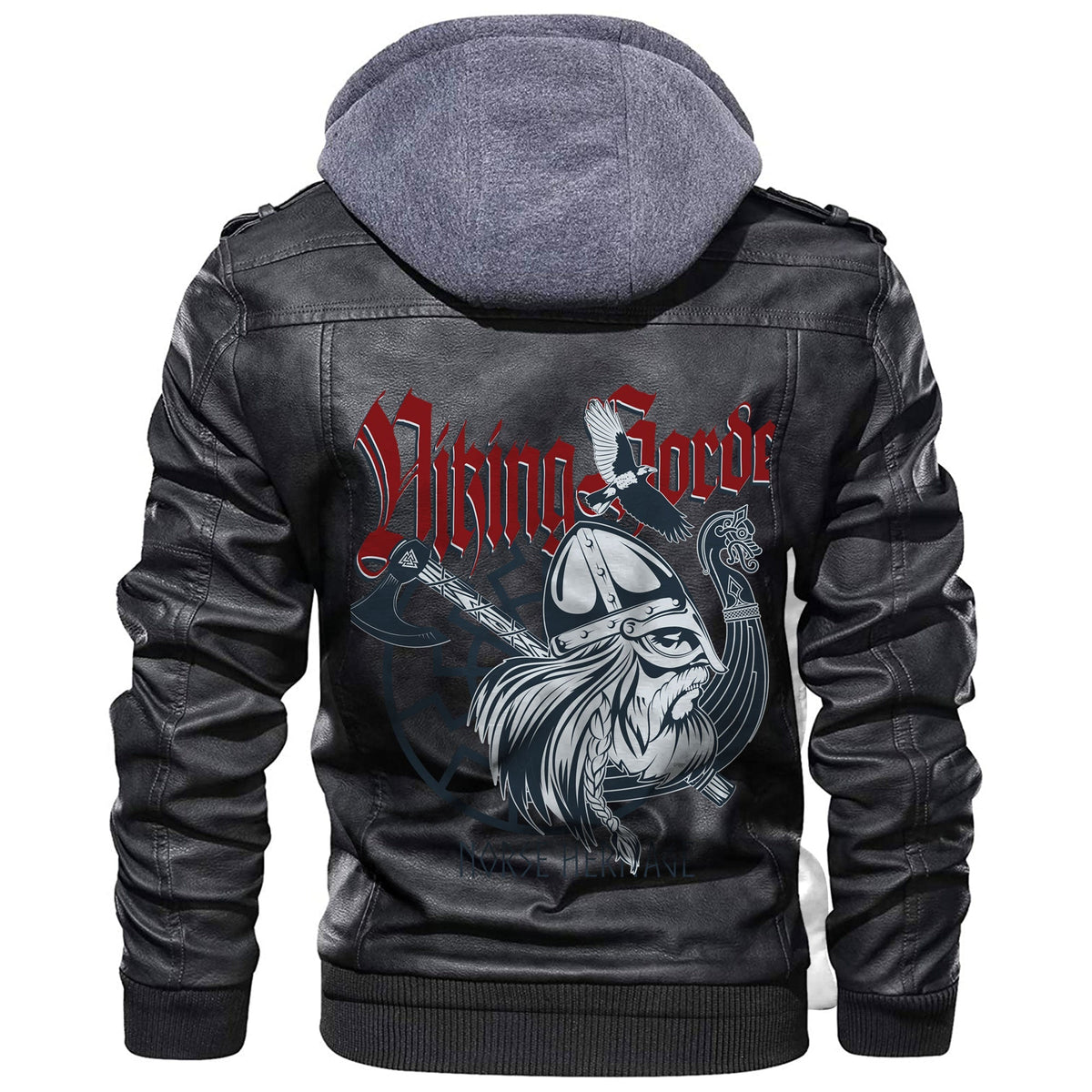 Viking Norse Warrior Berserker Shield and Battle Axe Leather Jacket RLT12 - Wonder Print Shop