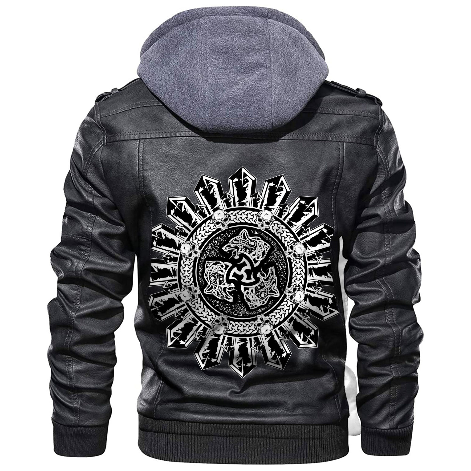 Viking Norse Wolf Tribal Leather Jacket RLT12 - Wonder Print Shop