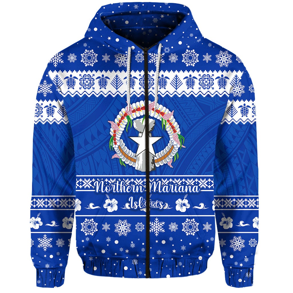 Custom Northern Mariana Islands Christmas Zip Hoodie Simple Style LT8 - Wonder Print Shop