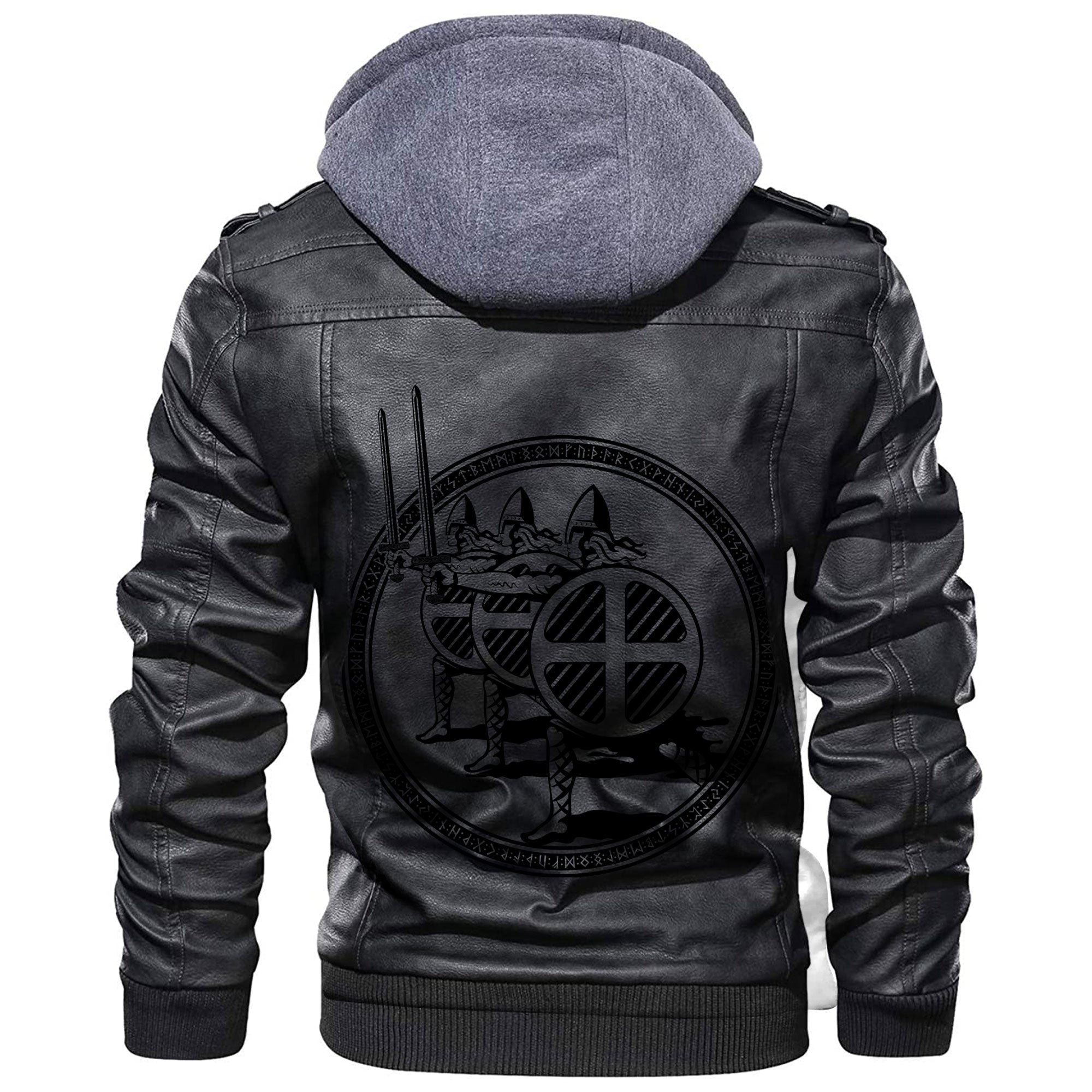 Viking Northern Warriors Berserkers With Swords and Shields Leather Jacket RLT12 - Wonder Print Shop