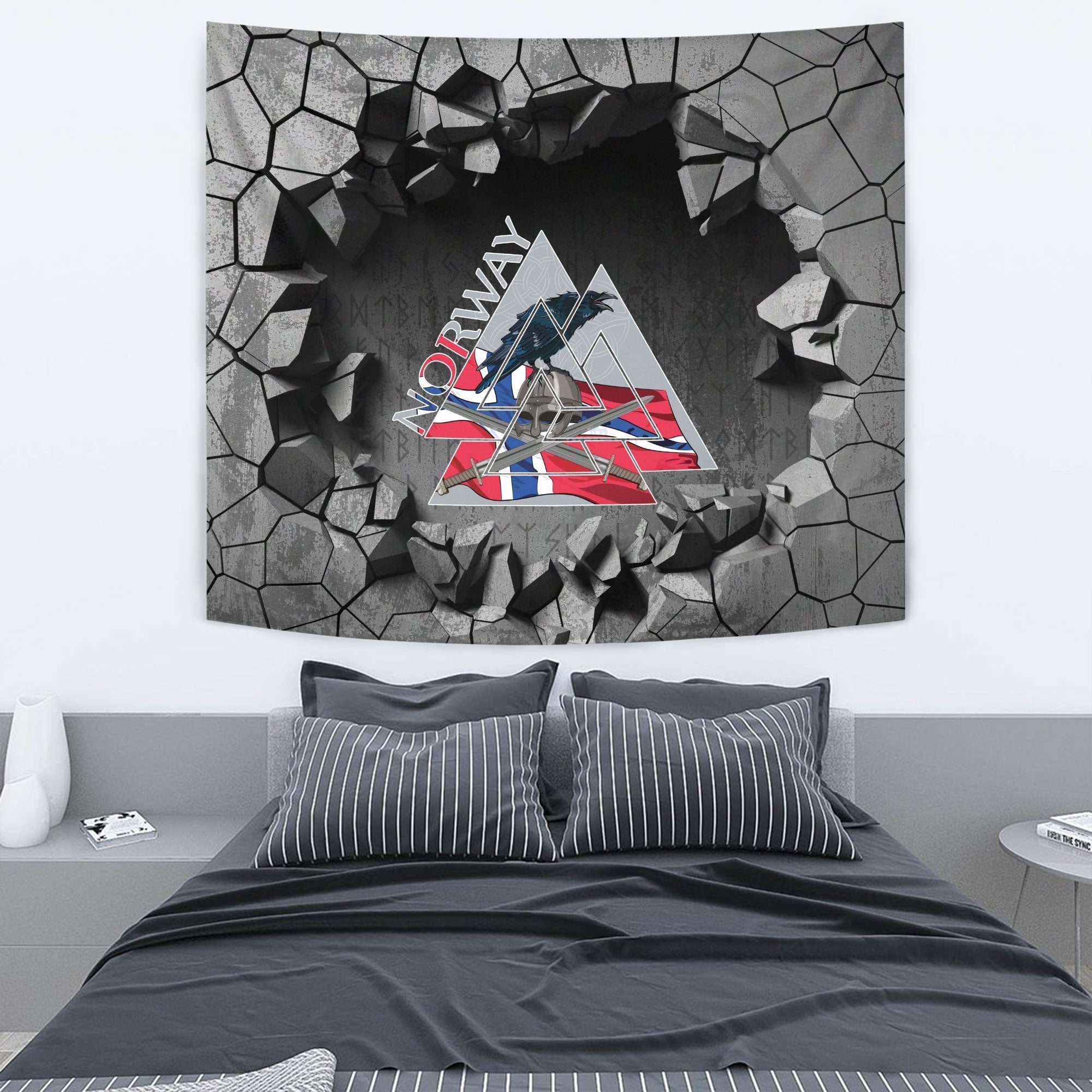 Viking Tapestry - Norse Tattoo Wolf Tapestry RLT12 - Wonder Print Shop