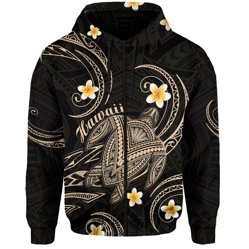 Custom Hawaii Hoodie Hawaiian Turtle Plumeria Mixed Polynesian Nude Style - Wonder Print Shop