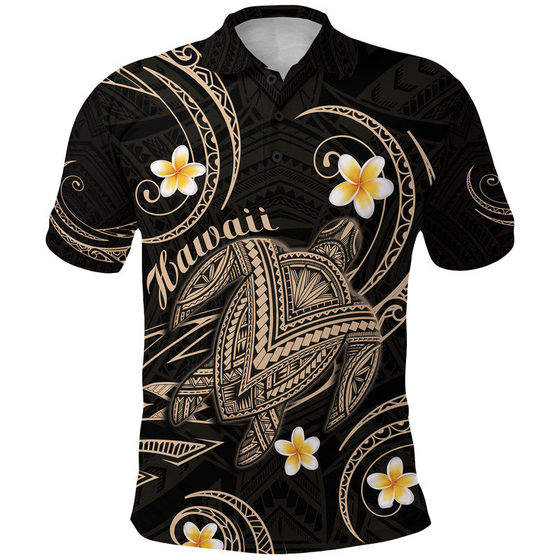 Hawaii Polo Shirt Hawaiian Turtle Plumeria Mixed Polynesian Nude Style - Wonder Print Shop