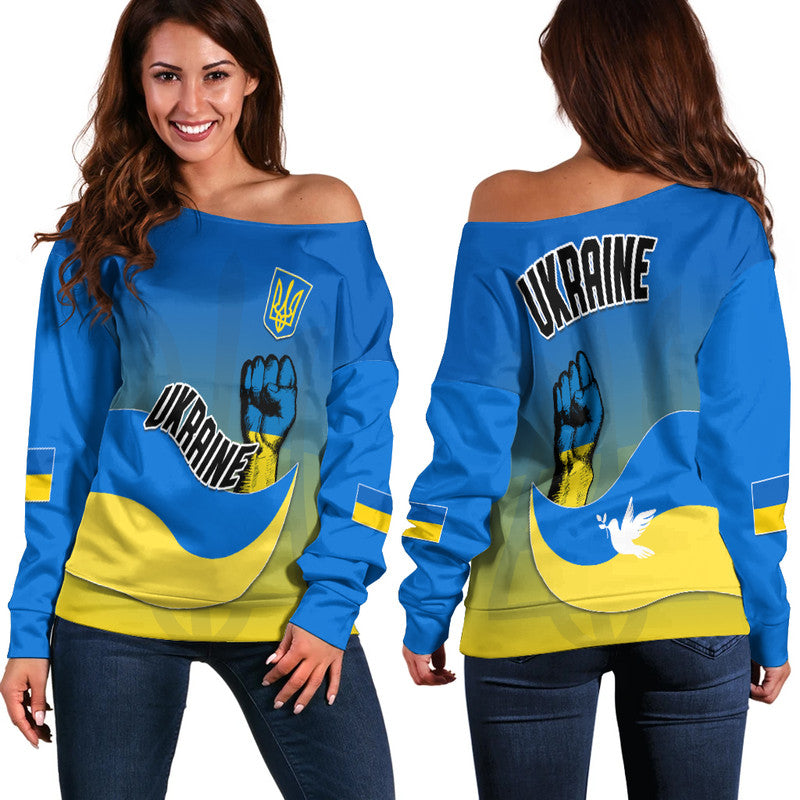 Ukraine Off Shoulder Sweater National Flag Style - Wonder Print Shop