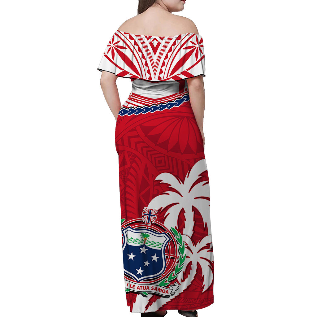 Personalised Samoa Matching Hawaiian Shirt And Dress Samoan Coat Of Arms With Coconut Red Style - Wonder Print Shop